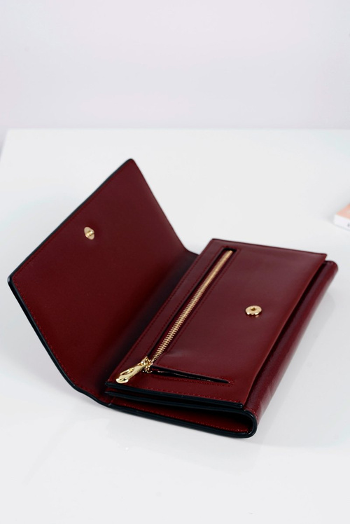 Veľká dámska vínová módna peňaženka