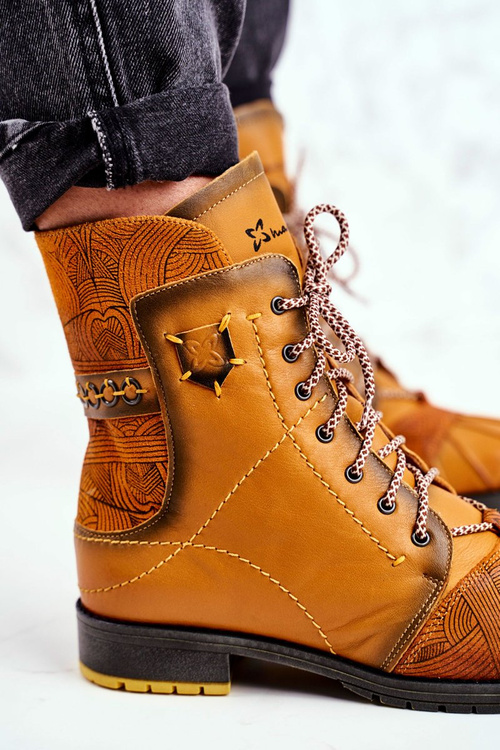 Dámske kožené kožené topánky žlté 03961-07