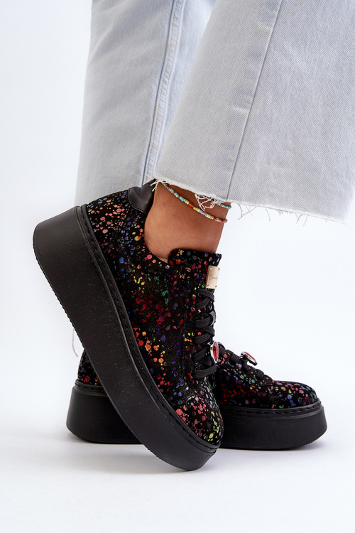 Kožené tenisky na platforme Maciejka 6191S-01 čierne