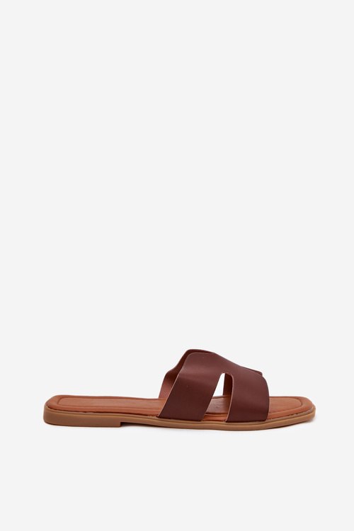 Dámske Ploské Sandále S Výrezmi Tmavo Hnedé Salyra