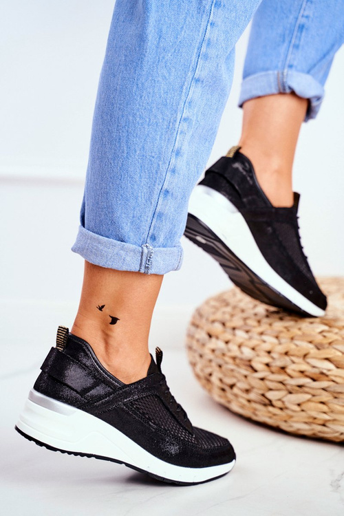 Dámská Sportovní Obuv Kožená Černá Love Me