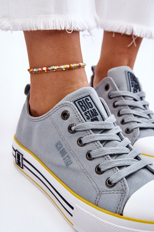 Dámske materiálové tenisky na veľkej hviezde LL274183 Svetlo modrá