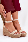 Dámské Sandály Na Klínu S Pletením Béžové Adelio