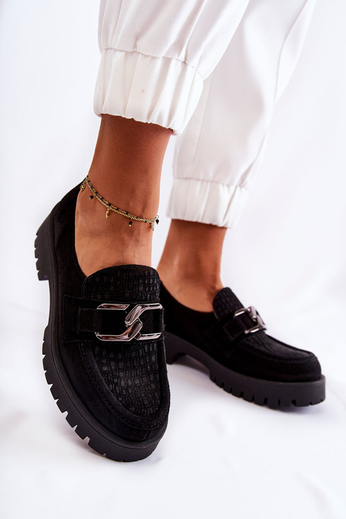 Módne semišové topánky Loafer čierny lemar rayhan