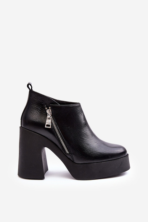 Dámské boty s masivním sloupkem s zipem 1755 Zazoo černé
