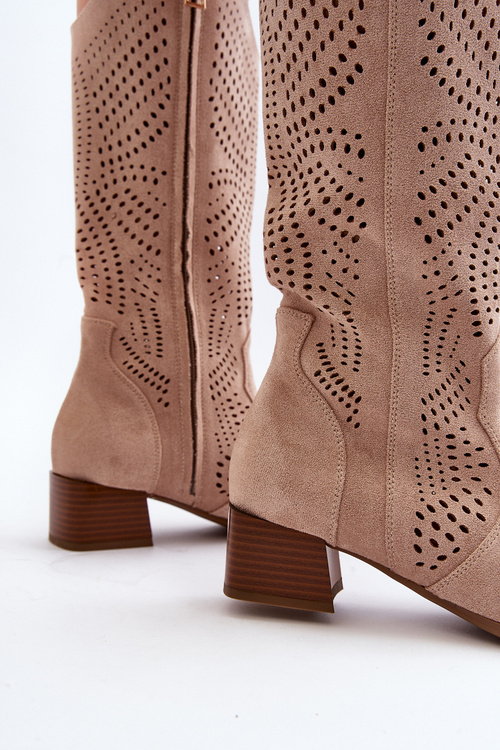 Průsvitné šněrovací boty na nízkém podpatku béžové Walea