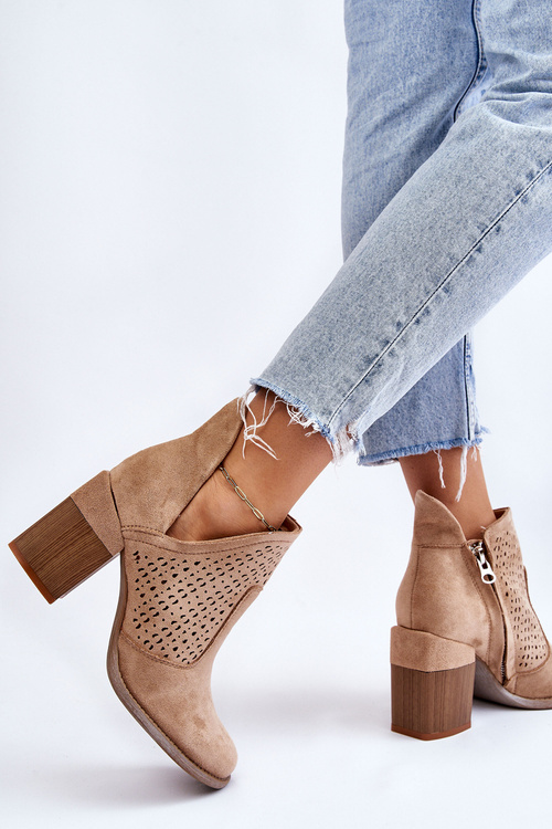 semišové boty S výřezem Béžová Layne