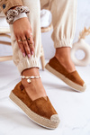 Suede Espadrilles vložený Camel Lesley