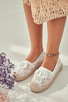 Dámské krajkové espadrilky s ozdobou Bíle Summer Dream