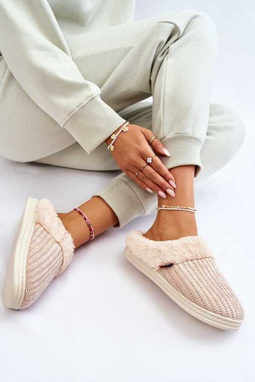 Dámské zateplené nazouváky s kožíškem Béžove Leriss