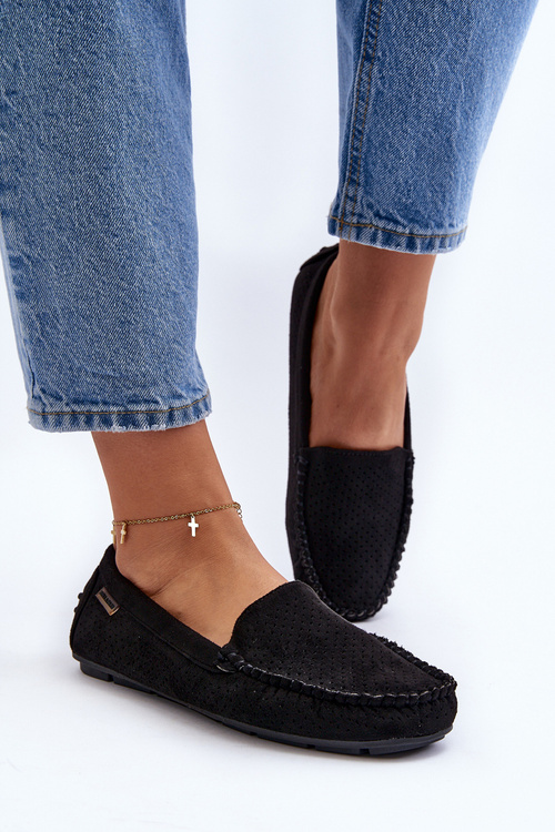 Dámske čierne čipkované mokasíny Rasirna