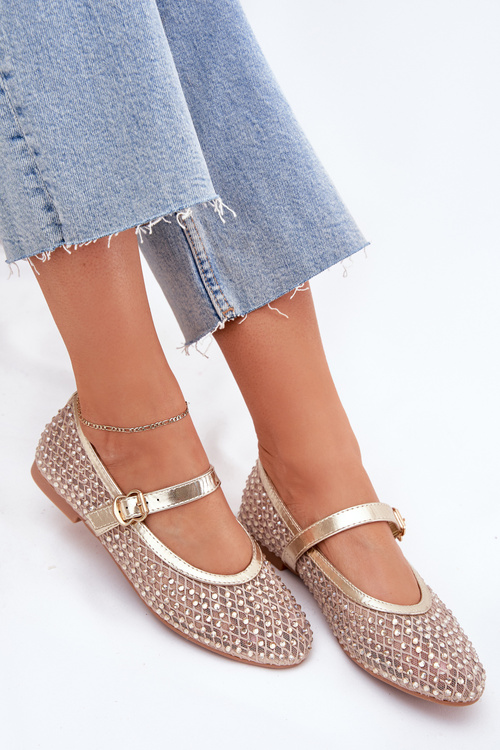 Zdobené Dámske Baletky S Pásom A Sponou Zlaté Avirae