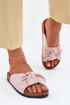 Dámské sandály na korkové podrážce s mašlí světle růžové Seressa
