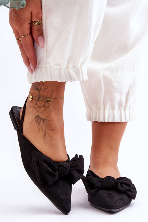 Dámske posuvné baleríny s lukom čiernou Nadine