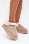 Dámské sněhule na platformě s kožešinkou a prošitími světle béžové Arelina
