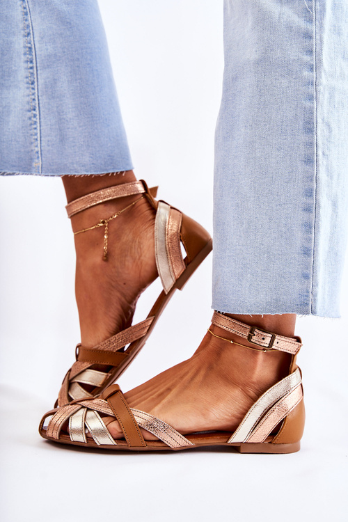 Dámske kožené sandále Maciejka 01924-32 Gold-Brown