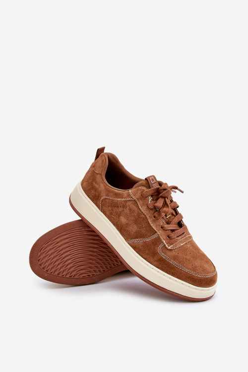 Pánske Sneakersy Na Platforme Zamszové Big Star OO174014 Hnedé