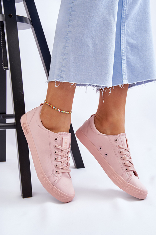 Dámska hladká nízka veľká hviezda LL274059 Ružové tenisky