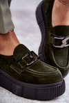 Módní semišové boty na platformě Khaki Marsol