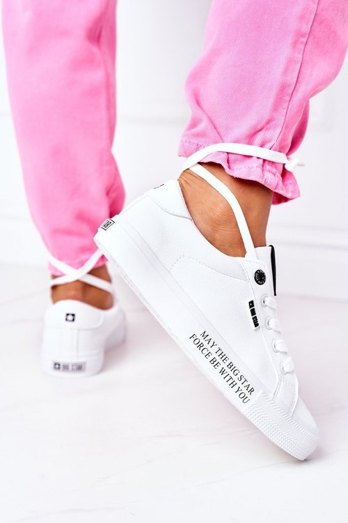 Dámske kožené tenisky s nápisom Big Star EE274316 biela