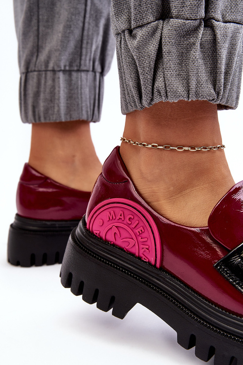 Zdobené masívne kožené dámske topánky Maciejka 06294-15 Fuchsia