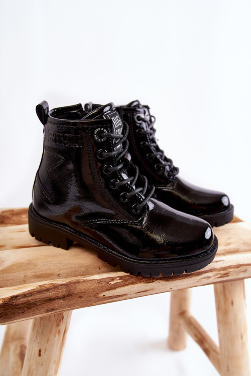 Dětské lakované teplé boty Big Star II374045 Černá