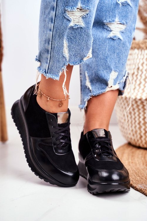 Dámská Sportovní Obuv Kožená Černá Gianna