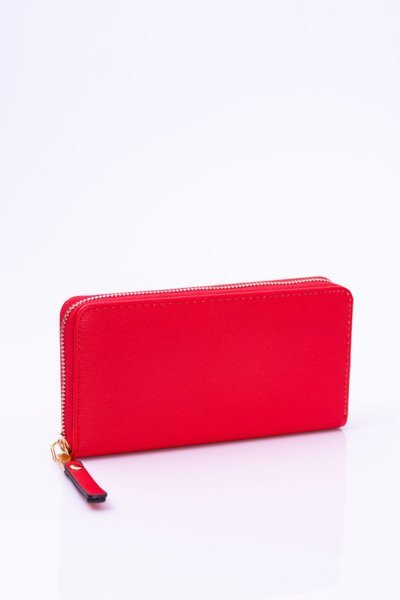 Veľké dámske rebrované červené peňaženky Zlaté armatúry