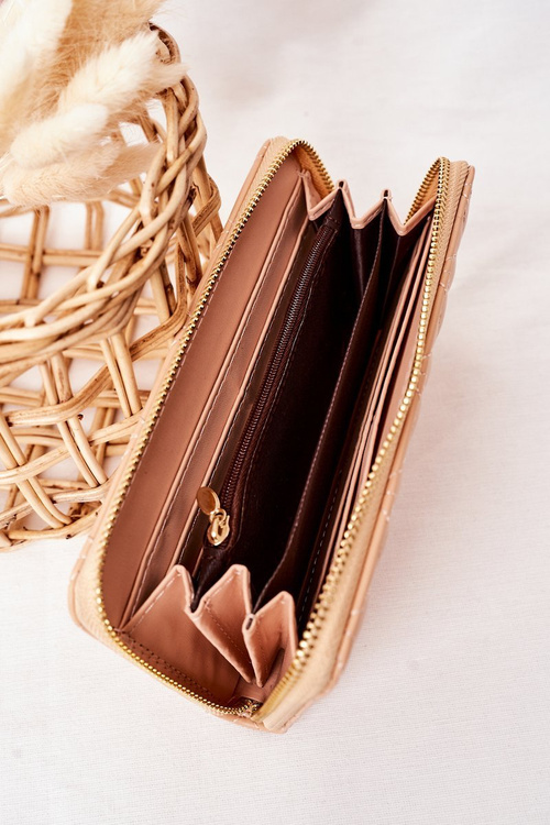 Veľká prešívaná dámska béžová peňaženka