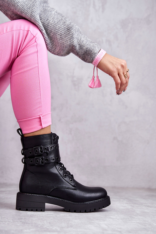 Dámské teplé kožené kozačky černe Silvor