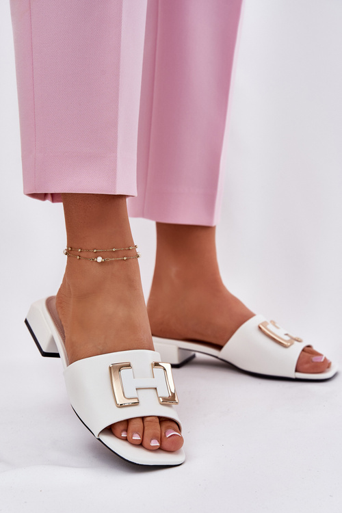 Elegantní Dámské Pantofle Na Klíně Se Zlatým Detalem Vinceza 62229 Bílé