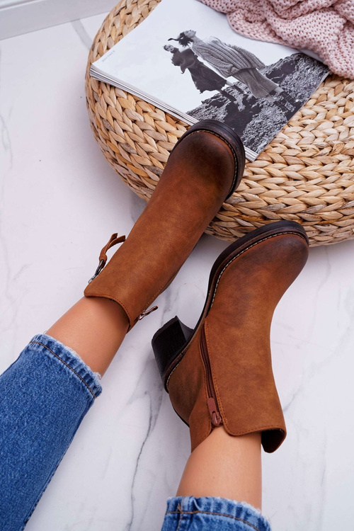 Dámské Kotníkové Boty Na Podpatku zateplené Camel Delia