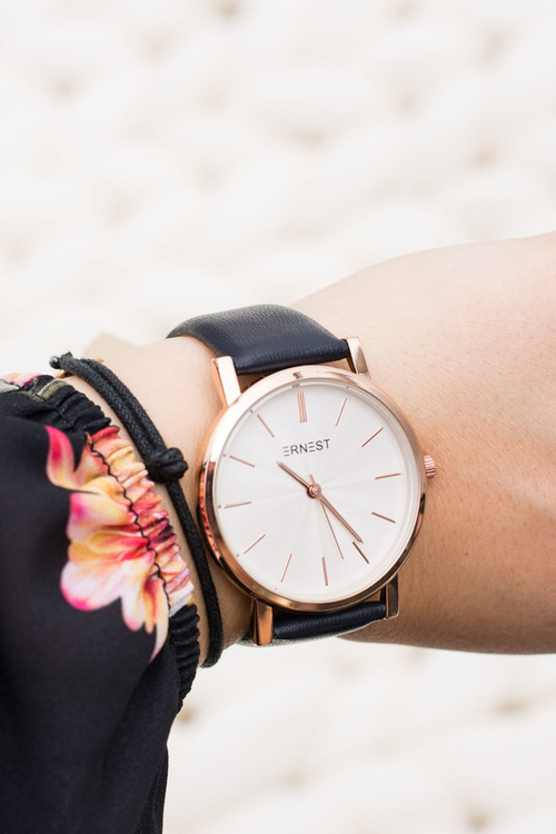 Elegant Leather Navy Women Ernest Watch