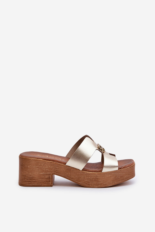 Zazoo 40412 Kožené Elegantné Dámske Žabky S Ozdobou Zlaté