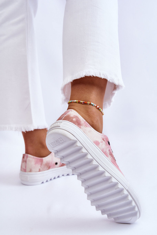 Módne nízko veľké hviezdy LL274044 Pink-Beige tenisky