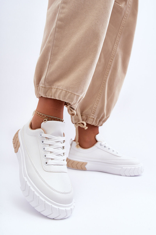 Klasické športové topánky na platforme biele a béžové Nannzie