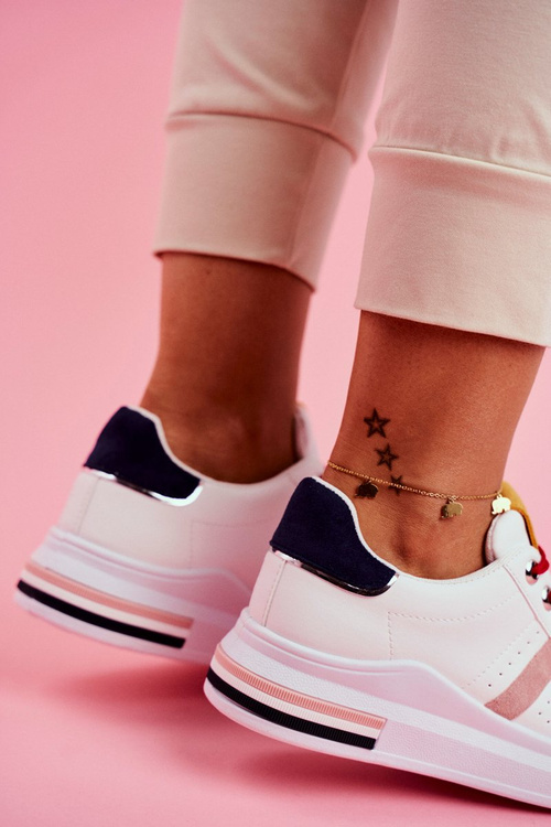 Dámske športové biele a námornícke modré topánky