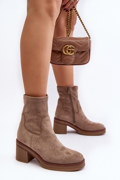 Dámské kotníčkové boty na podpatku béžové Argastis