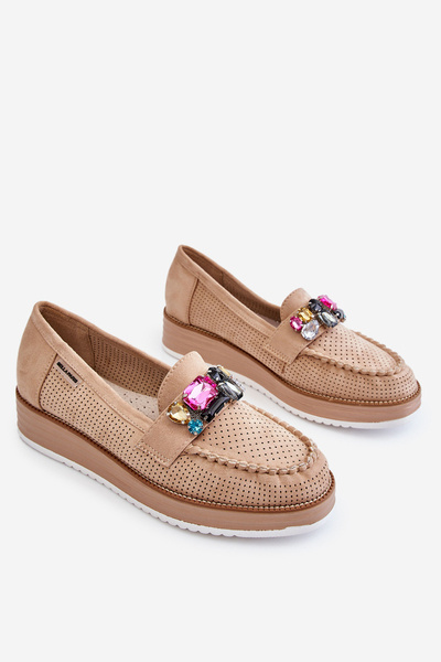 Dámske mokasíny na platforme s béžovými dekoráciami Adlyn