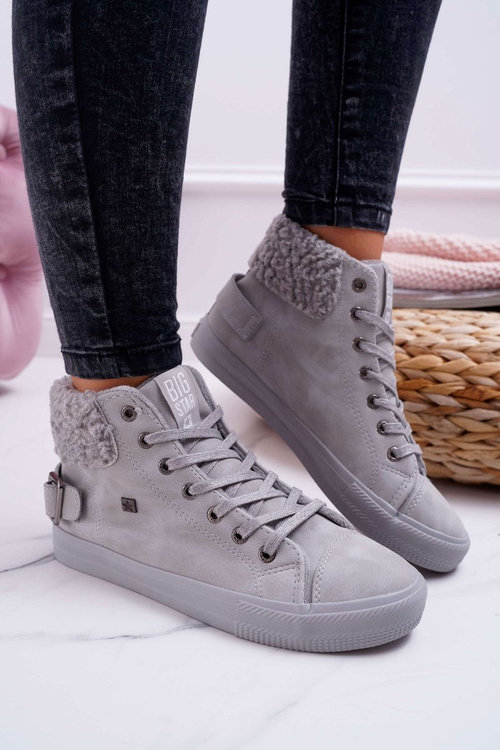 Dámské Tenisky Big Star Vysoké zateplené Šedé EE274079