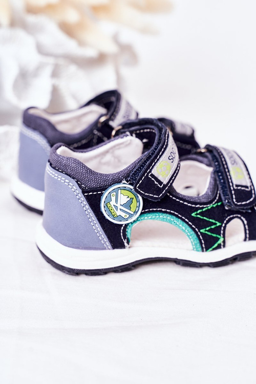 Detské sandále pre suchý zips, futbalové námorníctvo modré