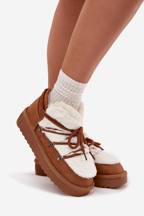 Nízké sněhule na platformě s kožešinou D.Franklin DFSH370011 Camel