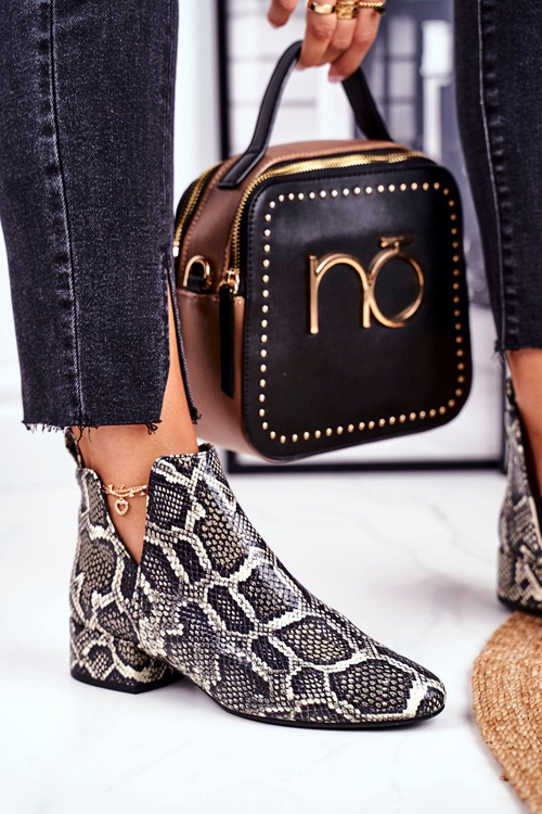 Dámské Kotníkové Ploché Boty Na Podpatku Kůže z Hadí Visconi 2625804