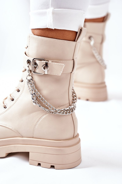 Béžové pracovníčky topánky s reťazou Midtown