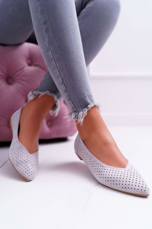 Ženské baleríny lu boo otvorené dielo šedý dezert