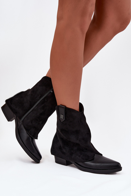 Vytápěné cowboy boty na podpatku černé Sylvette