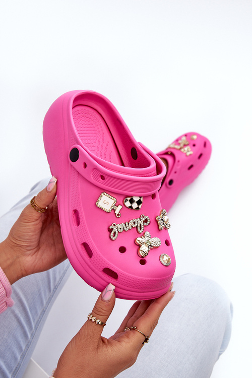 Dámske ľahké peny pantofle na hrubej podrážke s ozdobami Fuksia Effiora