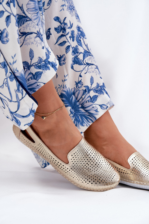 Dierované Baletky Z Prírodnej Kože Artiker 56C2694 Zlaté