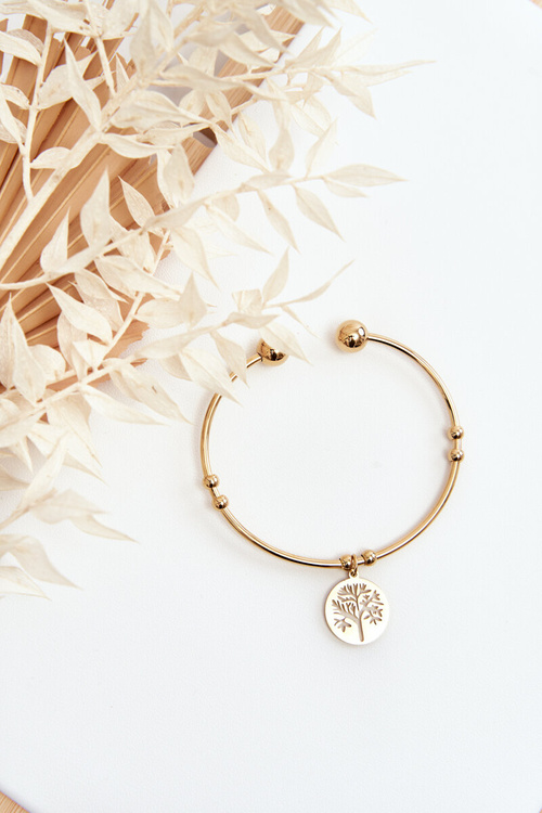 Dámsky oceľový oceľový náramok zlatý strom