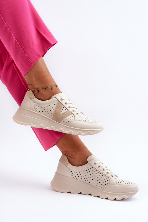 Dámské kožené lehké sportovní boty béžové Eleonori